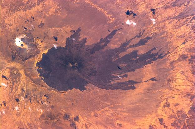 What looks like lava flow is clearly discernible on this Nigeria volcano.
