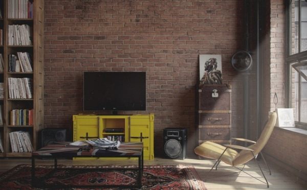 Den-loft: крутая квартира холостяка в индустриально-винтажном стиле