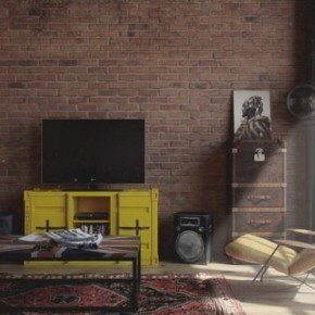 Den-loft: жизнь в холостяцкой квартире в индустриально-винтажном стиле