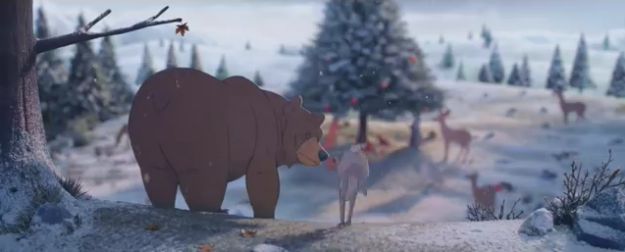 Реклама про Рождество от Walt Disney про медведя, который постоянно просыпал Рождество, так как впадал в спячку.
