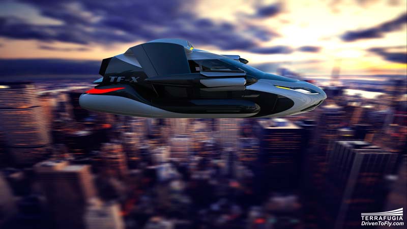 Футуристические возможности летающего автомобиля-самолета TF-X.